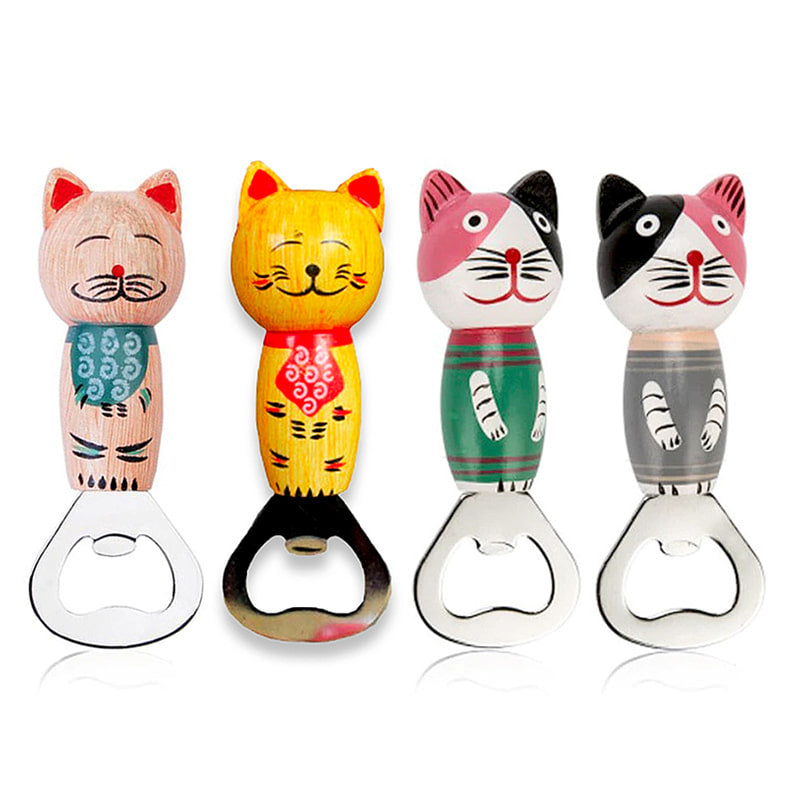 Cadeau Pour Propriétaire De Chat - Décapsuleur Bois Personnalisé Avec Niveau À Bulle