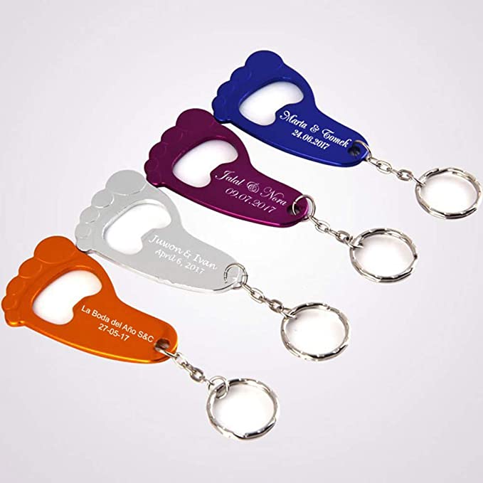 100 PCS Décapsuleur Personnalisé Porte-clés En Aluminium - Cadeau Anniversaire Gravé Logo Texte