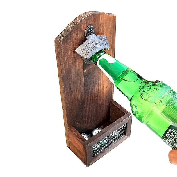 déco murale vintage en métal décapsuleur bière bouteille 62x19cm